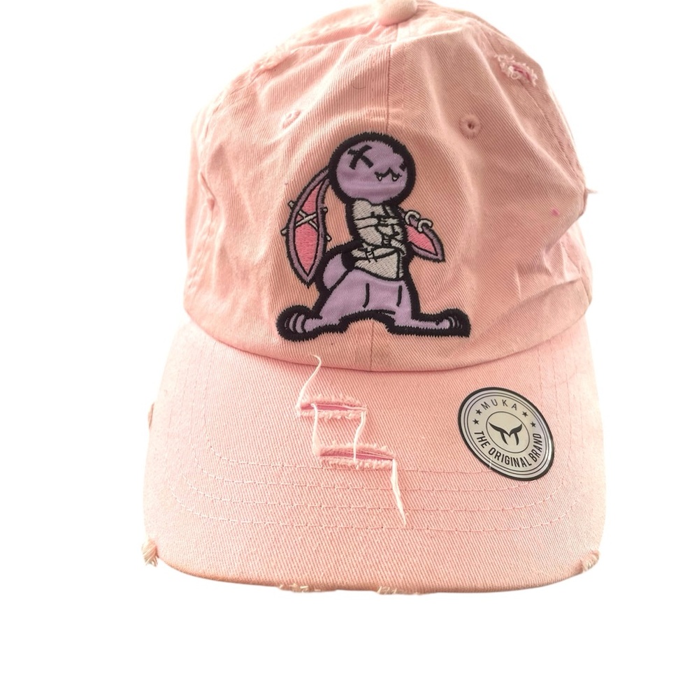 New Pink Psycho Bunny Distressed Cap